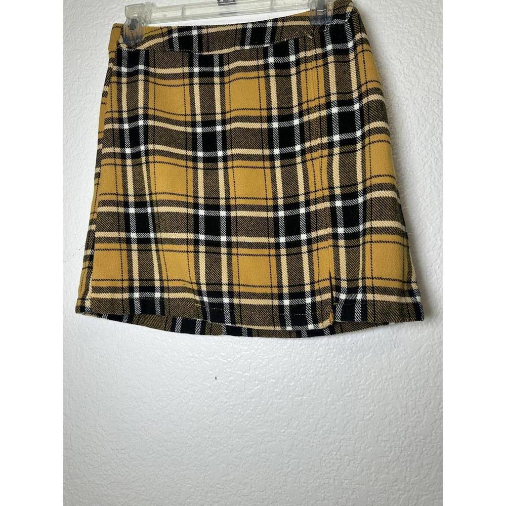 Women’s Sz S Yellow Black Plaid Mini Skirt Clueless Mean Girls Preppy Academia